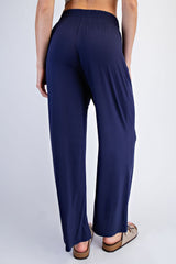 Navy Ankle Wide Leg Pants