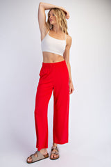 Red Ankle Wide Leg Maternity Pants
