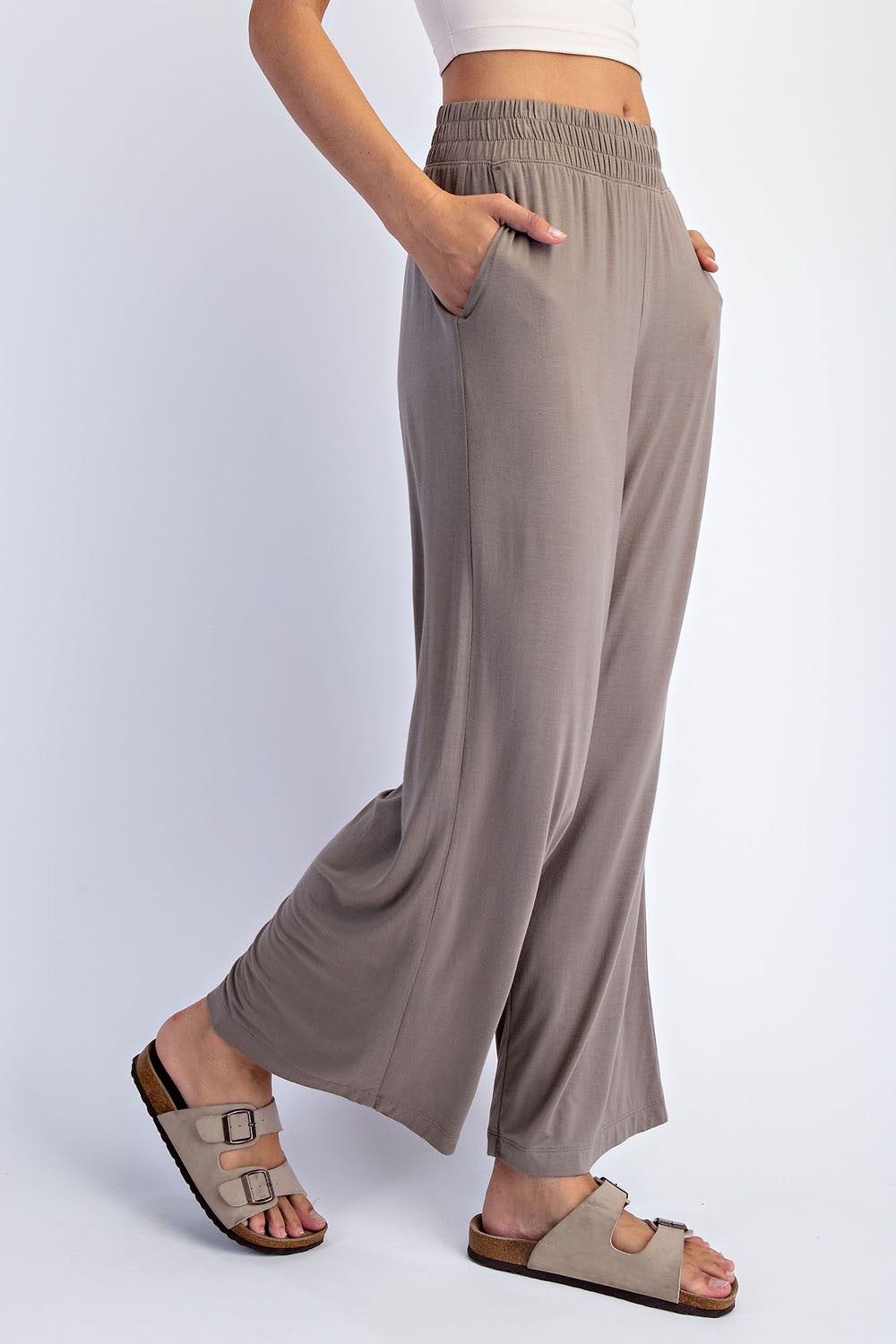Taupe Ankle Wide Leg Pants