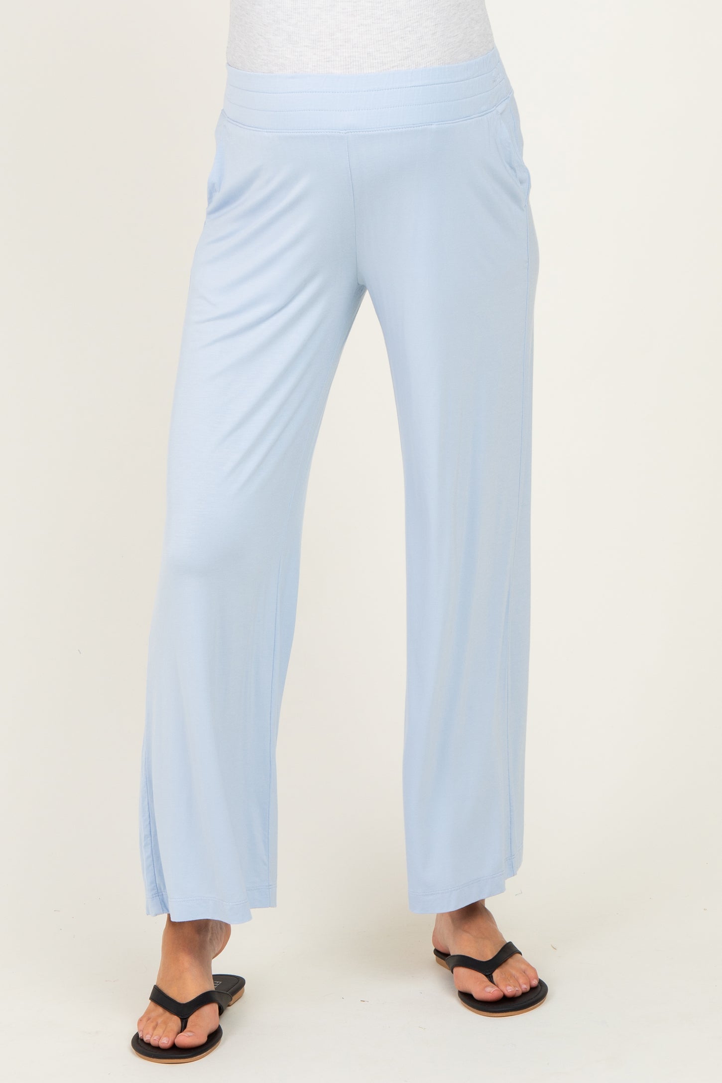 Light Blue Ankle Wide Leg Maternity Pants