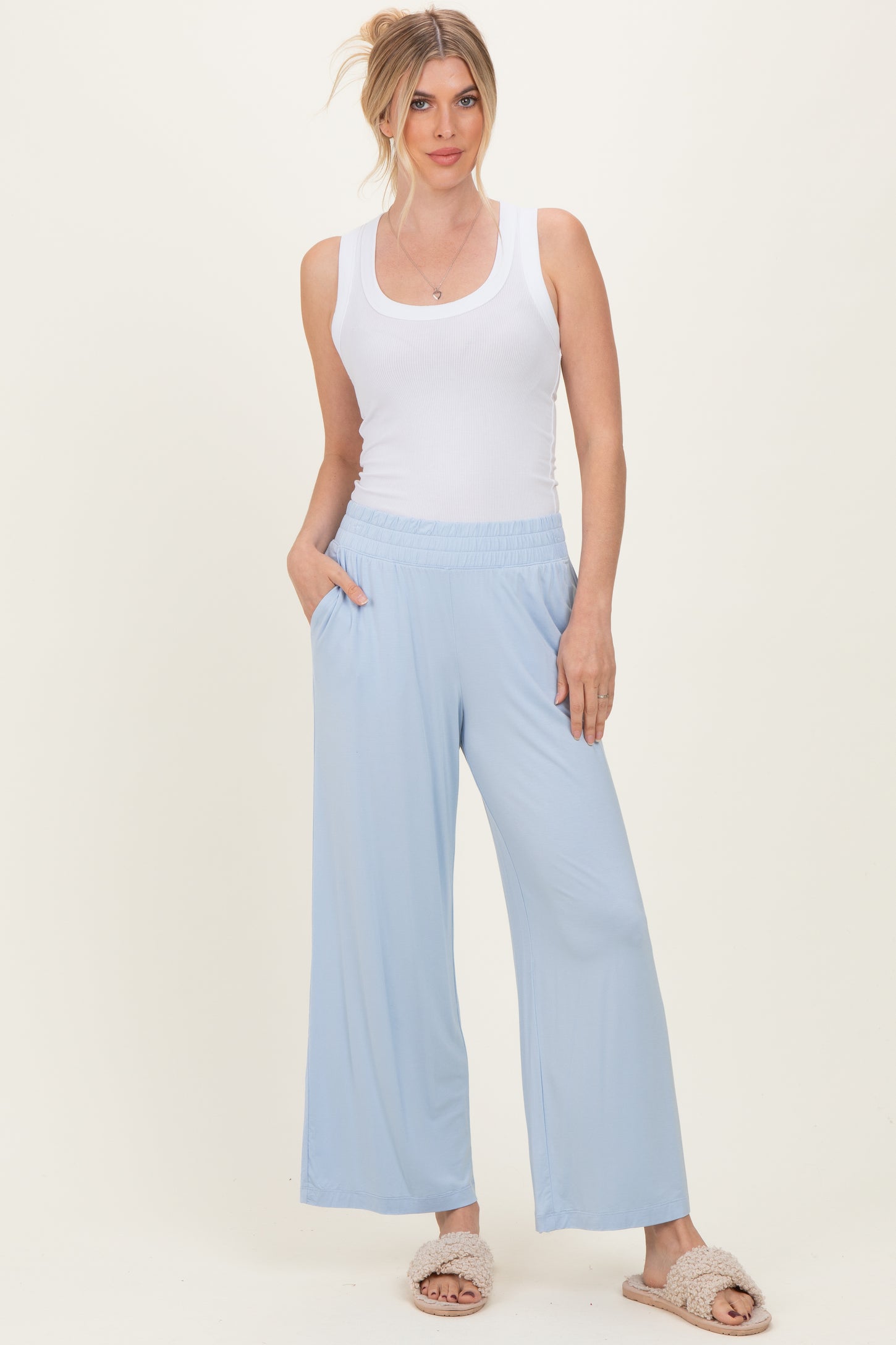 Light Blue Ankle Wide Leg Pants