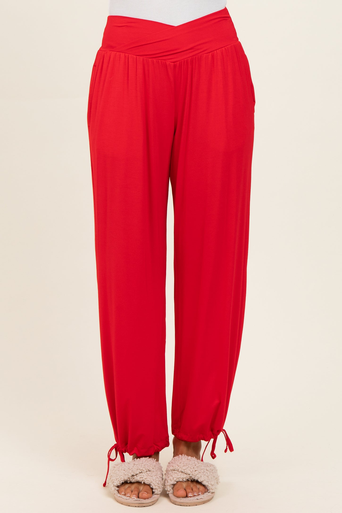 Red Crossover Waist Pants