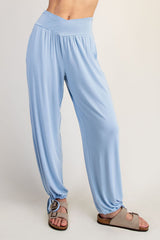 Light Blue Crossover Waist Pants