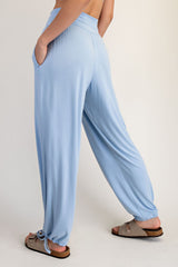 Light Blue Crossover Waist Pants