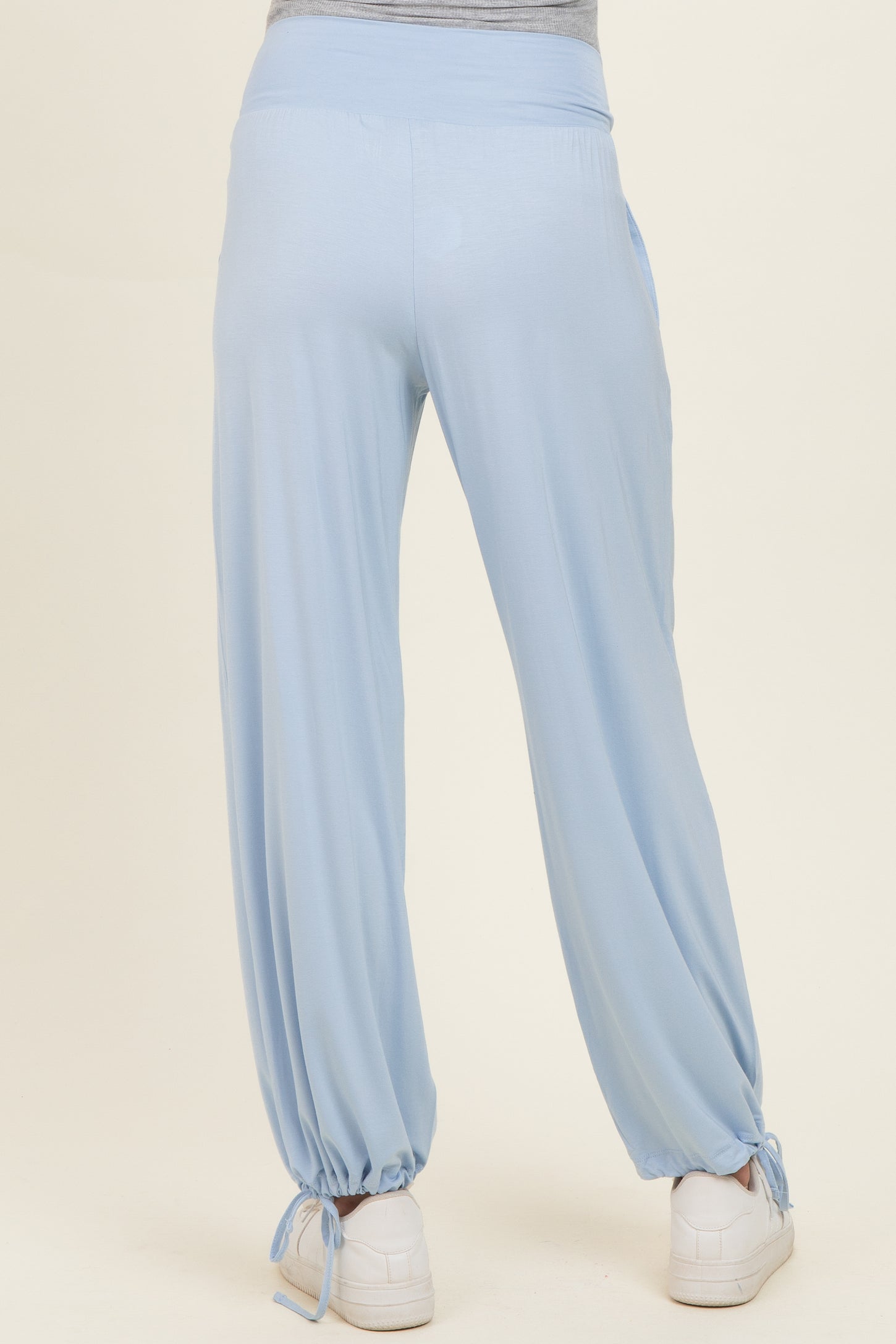 Light Blue Crossover Waist Maternity Pants