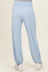 Light Blue Crossover Waist Maternity Pants