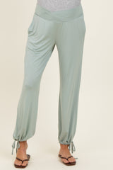 Moss Green Crossover Waist Maternity Pants