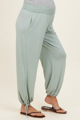 Moss Green Crossover Waist Maternity Pants