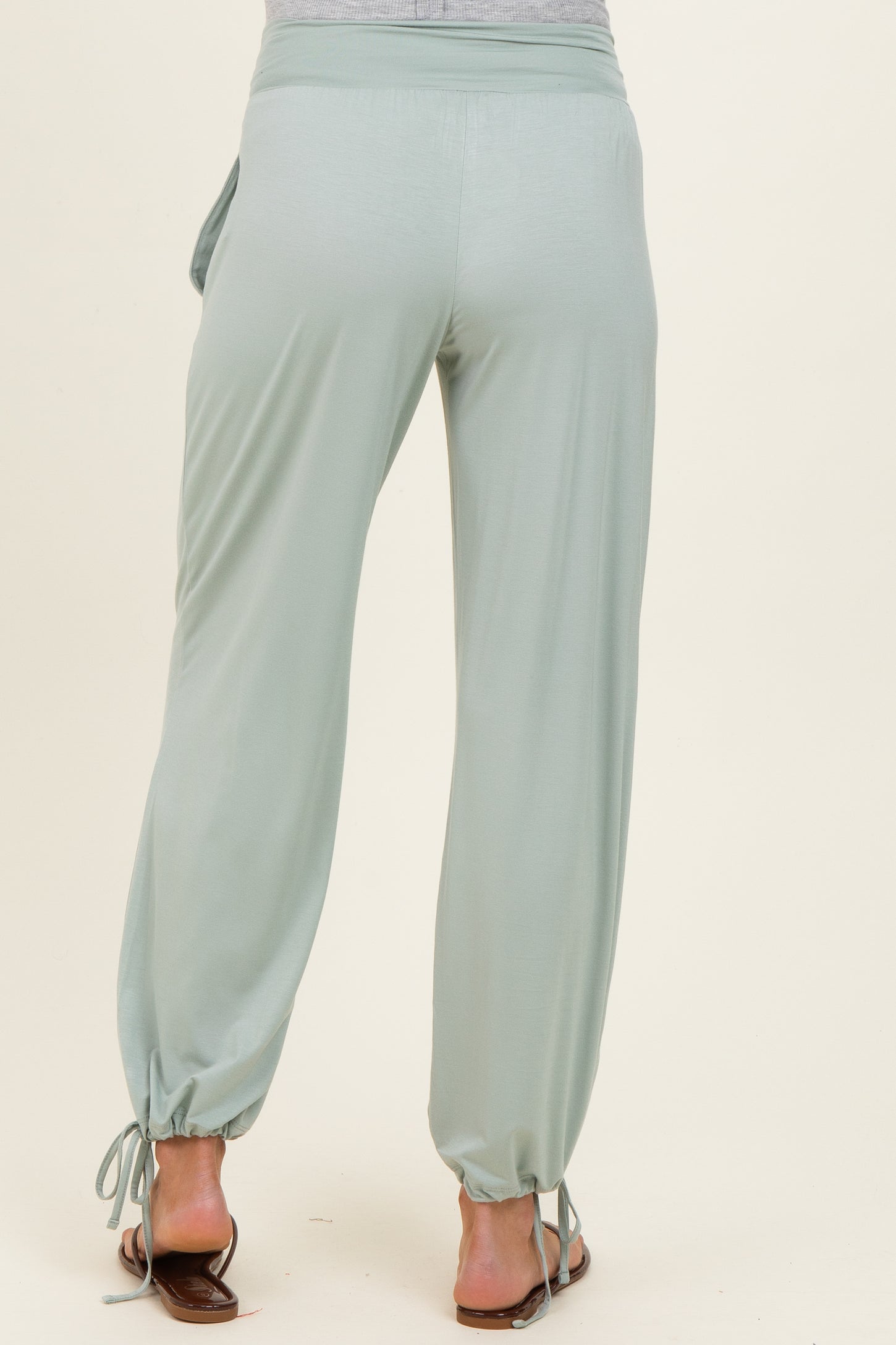 Moss Green Crossover Waist Maternity Pants