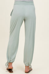 Moss Green Crossover Waist Maternity Pants