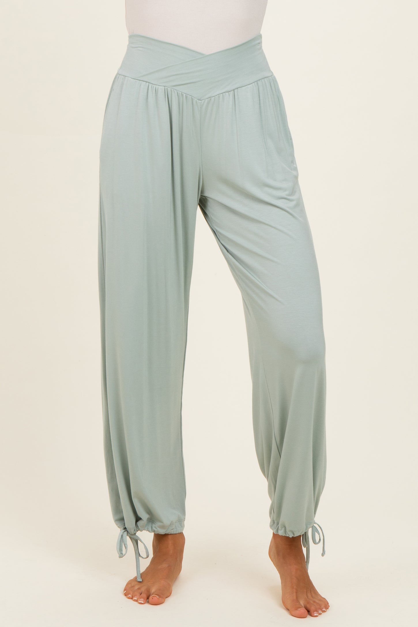 Moss Green Crossover Waist Pants