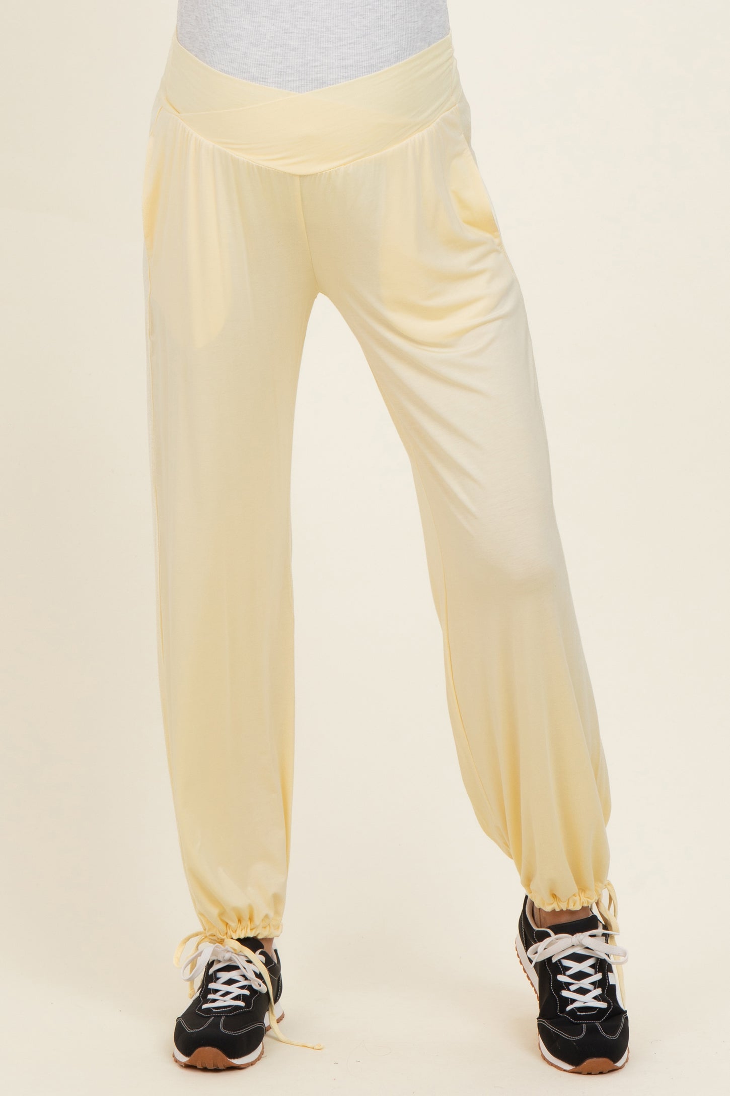 Lemon Crossover Waist Maternity Pants