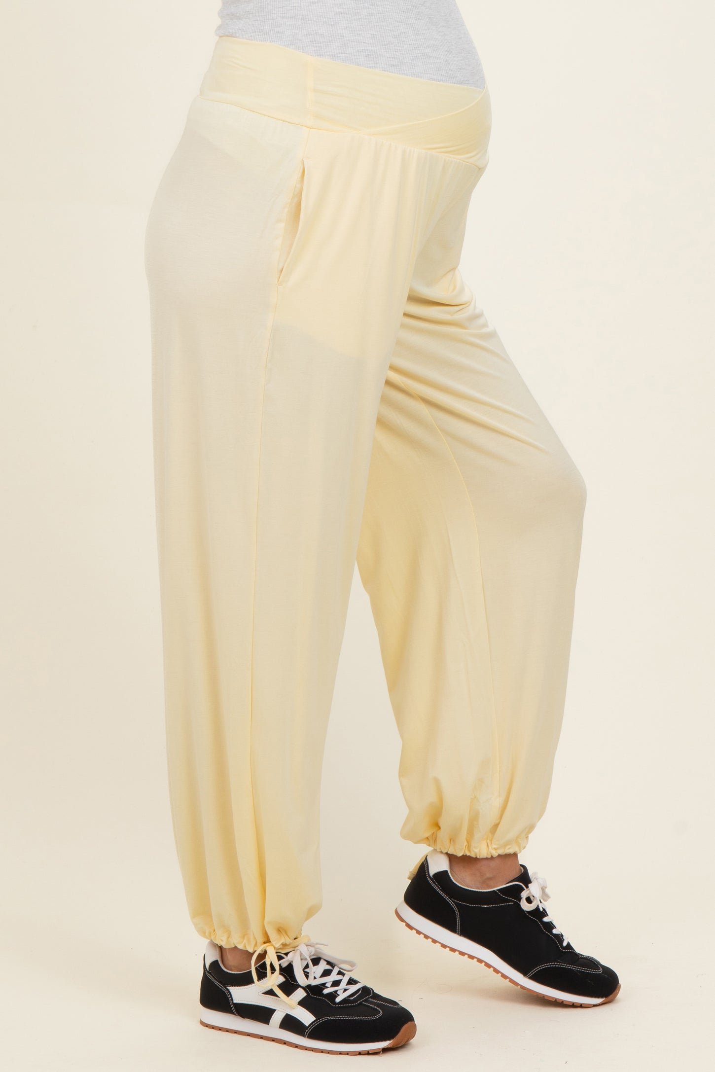 Lemon Crossover Waist Maternity Pants