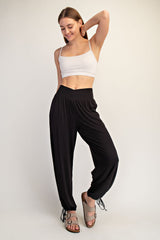 Black Crossover Waist Pants