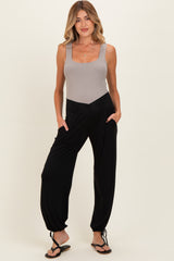Black Crossover Waist Maternity Pants