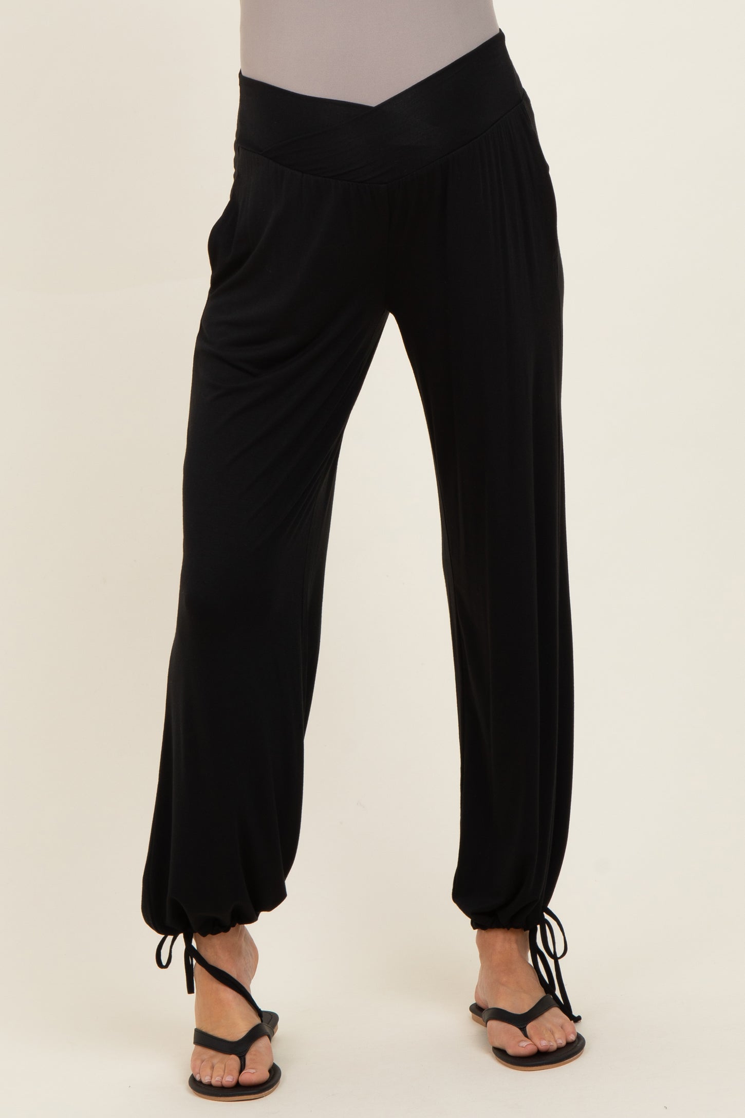 Black Crossover Waist Maternity Pants