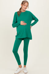 Emerald Brushed Knit Oversized Top and Legging Maternity Set