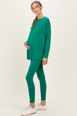 Emerald Brushed Knit Oversized Top and Legging Maternity Set