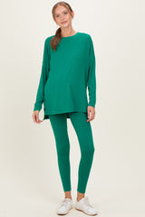 Emerald Brushed Knit Oversized Top and Legging Maternity Set