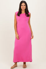 Pink Sleeveless Side Slit Midi Dress