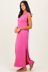 Pink Sleeveless Side Slit Midi Dress