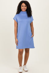 Light Blue Mock Neck Mini Dress