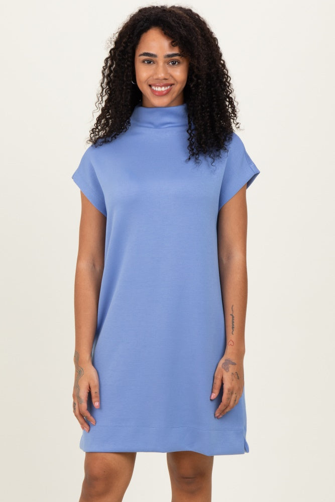 Light Blue Mock Neck Mini Dress