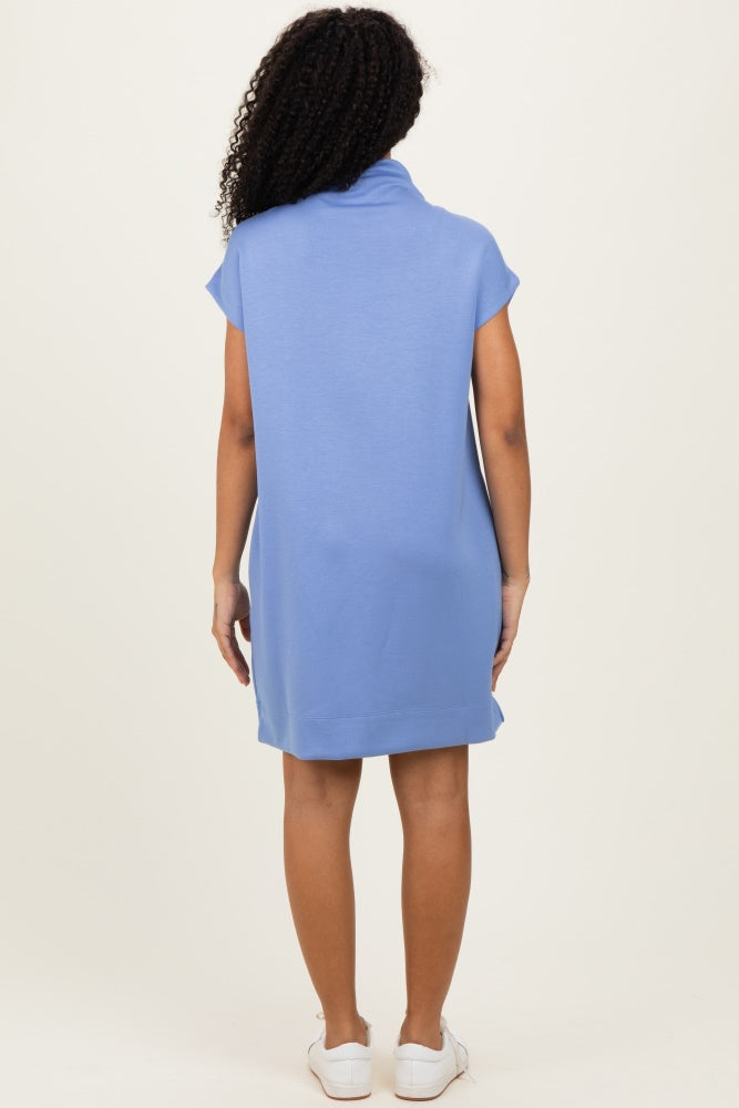 Light Blue Mock Neck Mini Dress
