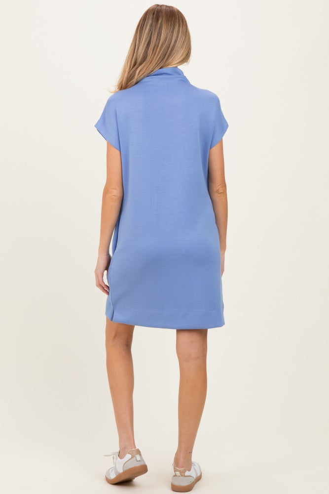 Light Blue Mock Neck Maternity Mini Dress