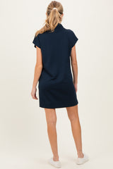 Navy Mock Neck Maternity Mini Dress