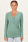Green Brushed Knit Wrap Front Top