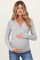 Heather Gray Brushed Knit Wrap Front Maternity Top