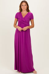 PinkBlush Magenta Draped Nursing Maxi Dress