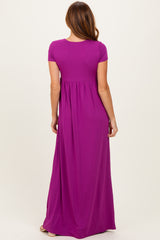PinkBlush Magenta Draped Nursing Maxi Dress