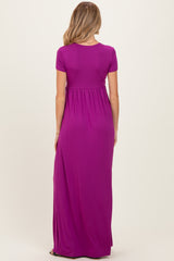 PinkBlush Magenta Draped Maternity/Nursing Maxi Dress