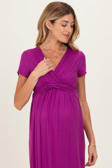 PinkBlush Magenta Draped Maternity/Nursing Maxi Dress