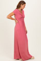 PinkBlush Mauve Draped Nursing Maxi Dress