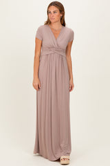 PinkBlush Mocha Draped Maternity/Nursing Maxi Dress