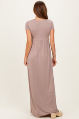 PinkBlush Mocha Draped Nursing Maxi Dress