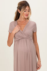 PinkBlush Mocha Draped Maternity/Nursing Maxi Dress