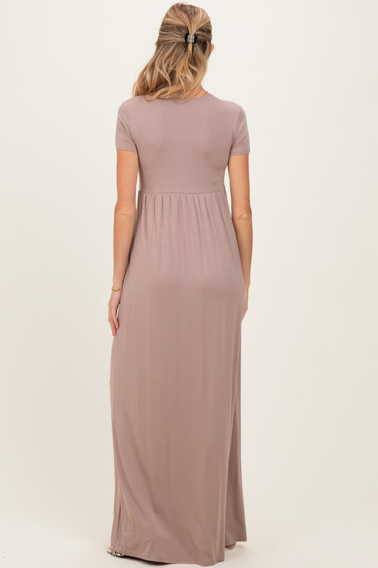 PinkBlush Mocha Draped Maternity/Nursing Maxi Dress