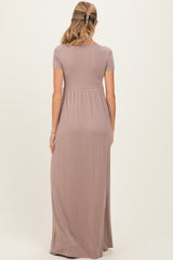 PinkBlush Mocha Draped Maternity/Nursing Maxi Dress