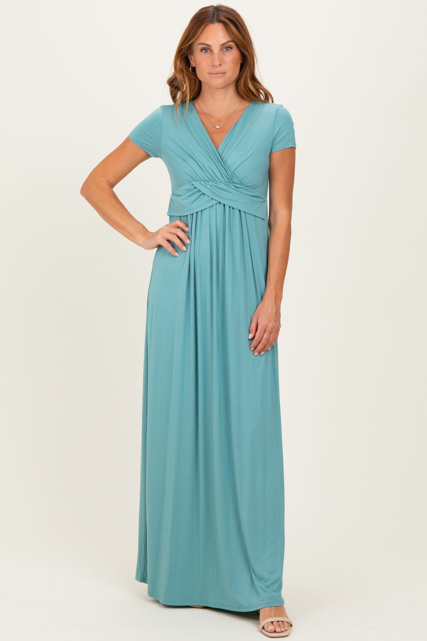 PinkBlush Slate Draped Nursing Maxi Dress