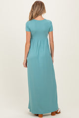 PinkBlush Slate Draped Maternity/Nursing Maxi Dress