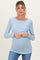 Light Blue Ribbed Crossover Maternity/Nursing Top