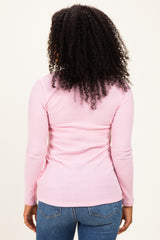 Light Pink Ribbed Crossover Nursing Top