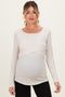Cream Ribbed Crossover Maternity/Nursing Top