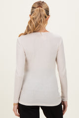 Cream Ribbed Crossover Maternity/Nursing Top