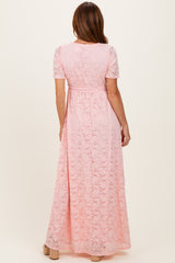 Light Pink Lace Sash Tie Gown