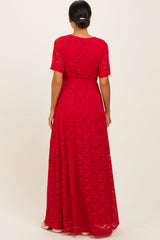Red Lace Sash Tie Gown